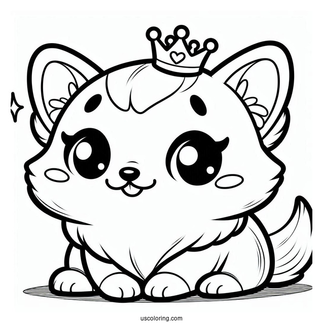 Kawaii Queen_s Corgi Coloring Sheet