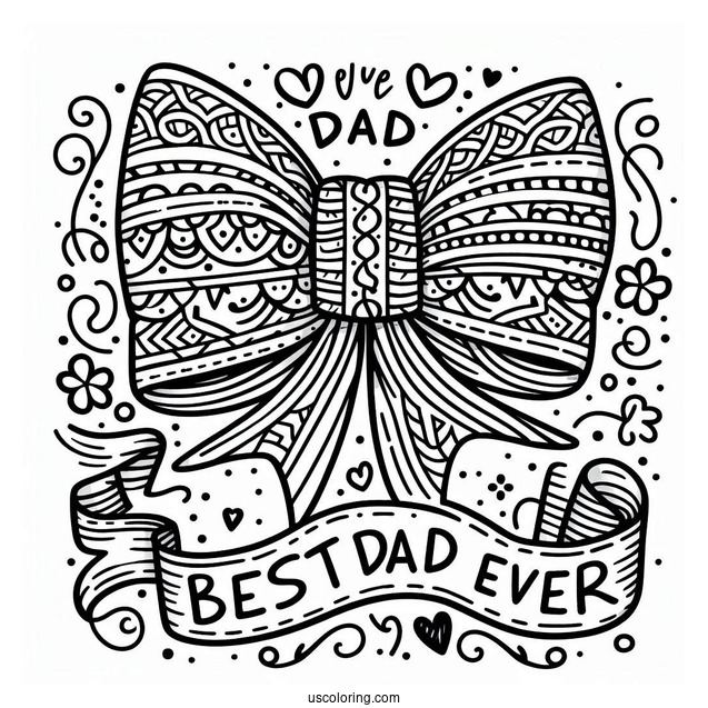 Father's Day Coloring Page Of Best Dad Ever Ribbon For Kids