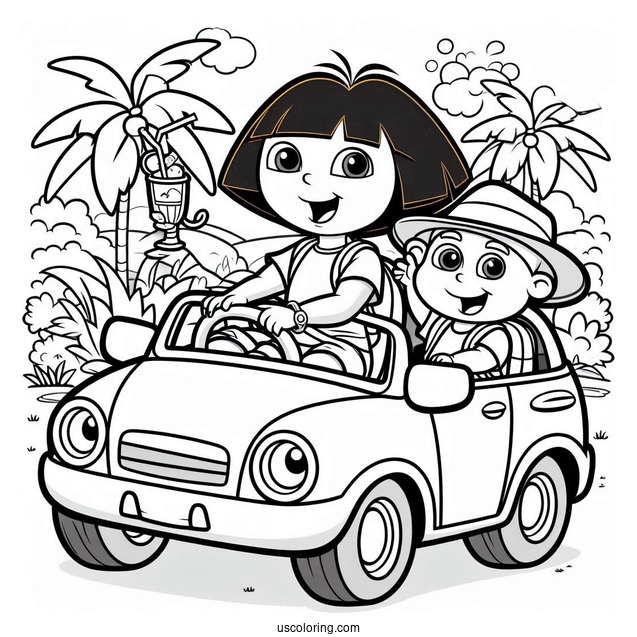 Tico, Boots And Dora Driving In a Car