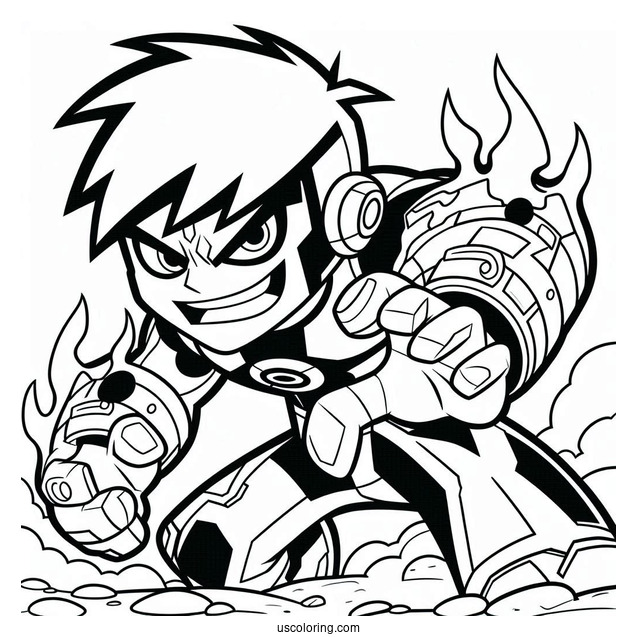 Ben 10 Coloring Page Of Bullfrag Smirking In Battle