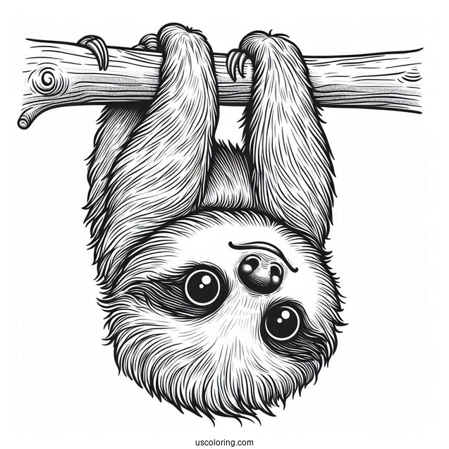 Cute Baby Sloth Hanging Upside Down