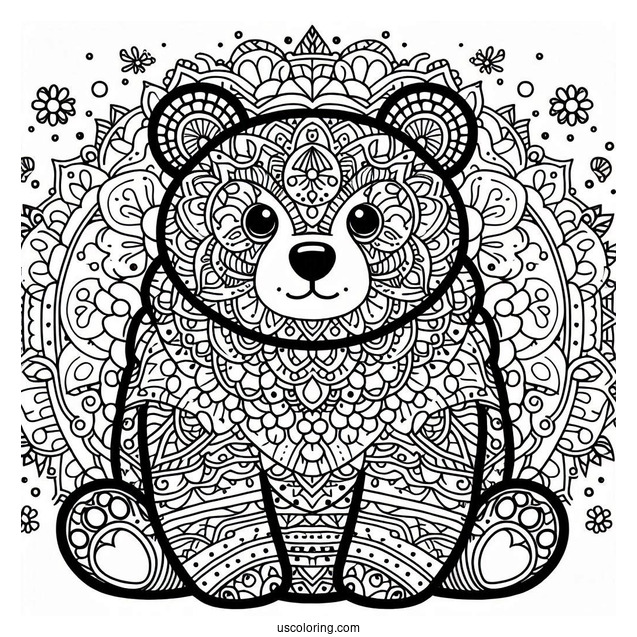 Detailed Bear Coloring Page Mandala