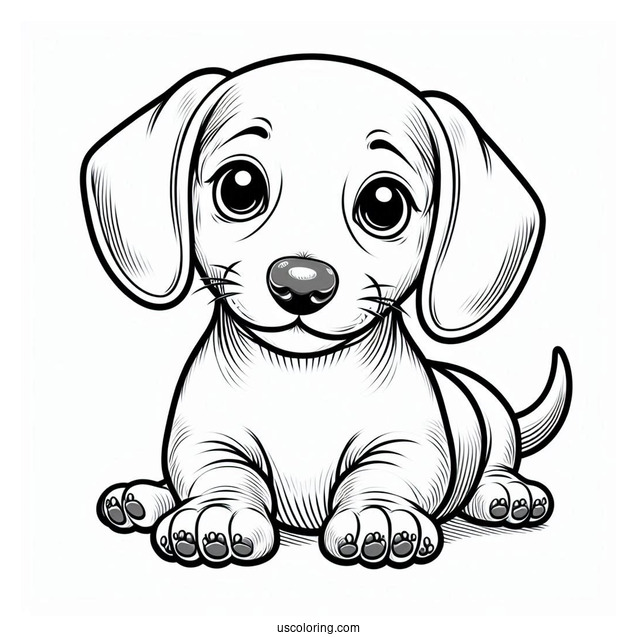 Cute Puppy Dachshund Coloring Page