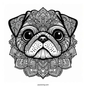 Intricate Mandala Pug Coloring Page Face For Adults