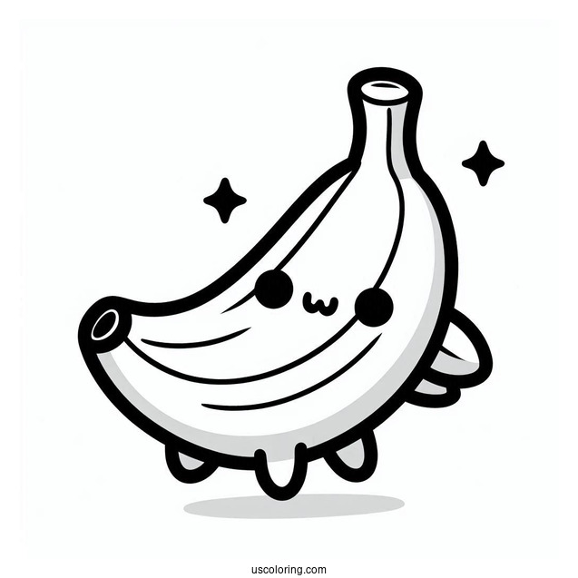 Chibi Banana Coloring Page For Preschoolers