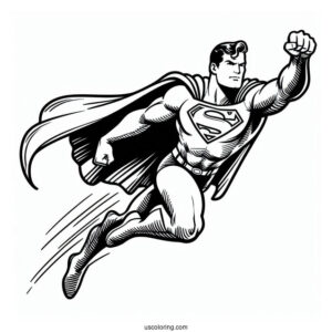 Superman Flying Coloring Page
