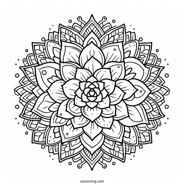 Cartoon Succulent Coloring Page Mandala For Kids