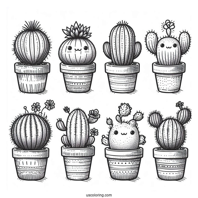 Various Baby Cactus Plants To Color