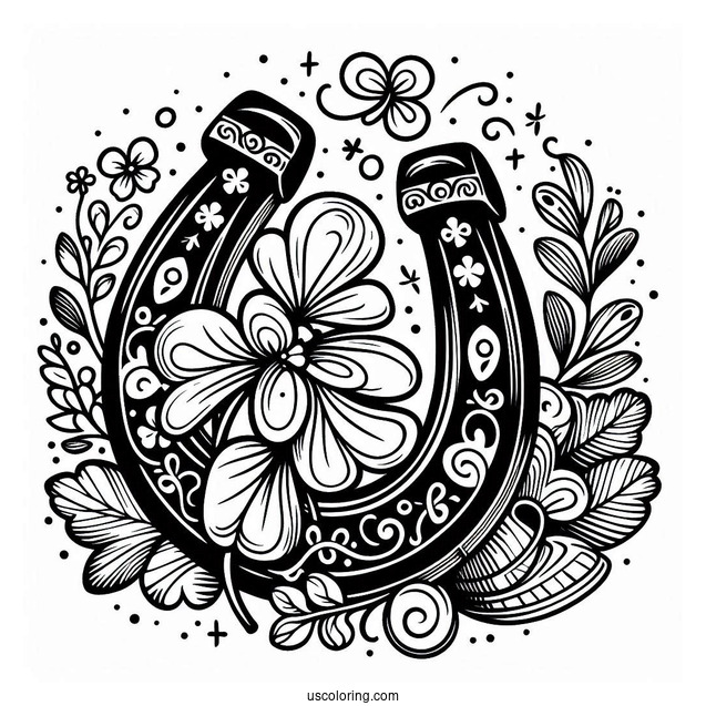 St Patrick_s Day Lucky Horseshoe To Color