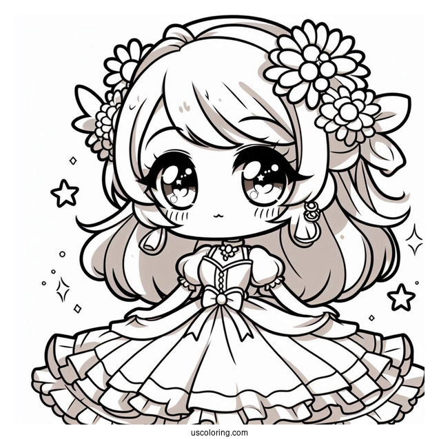 Chibi Anime Princess Daisy Coloring Page For Kids