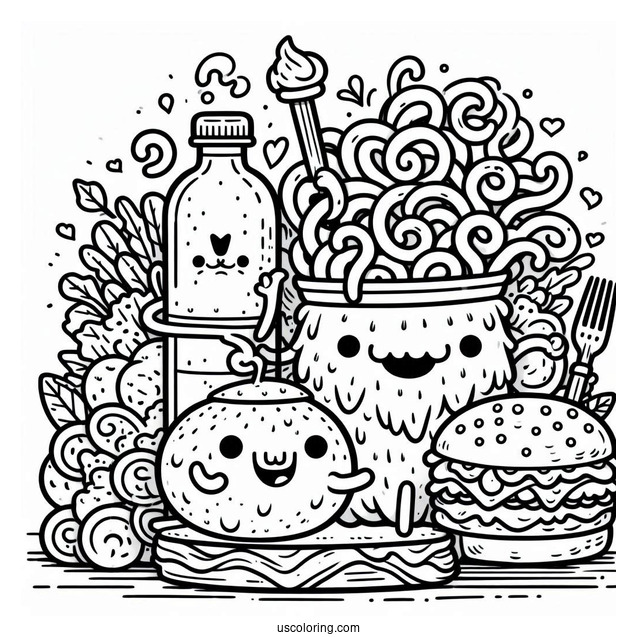 Sprunki Coloring Page Of Mustard And Mayhem With Oren And Brud