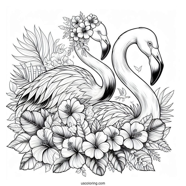 A Flamboyance Of Flamingos Coloring Page
