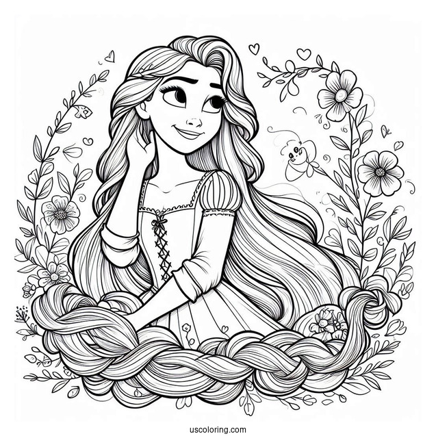 Easy Coloring Page Of Rapunzel