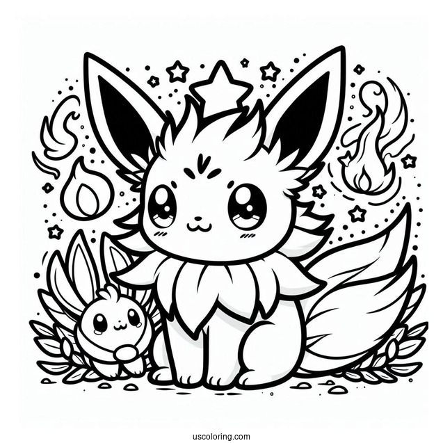 Kawaii Jolteon Coloring Page With Flareon And Vaporeon