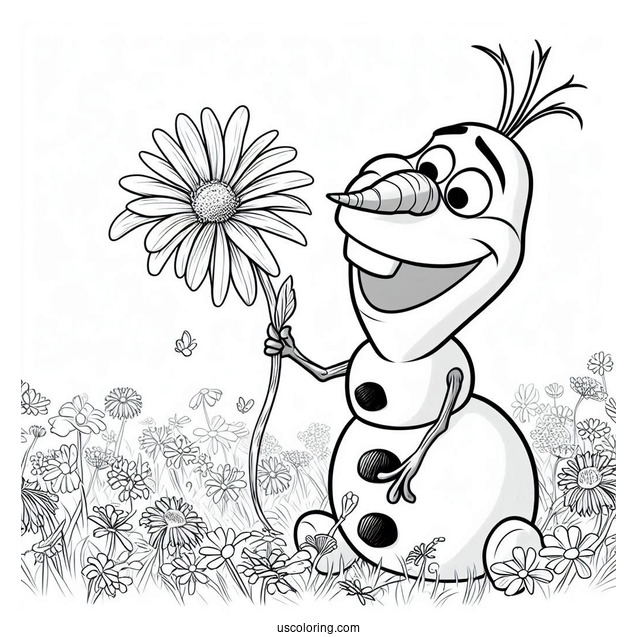 Olaf Looking At a Flower