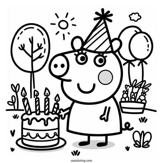 Happy Birthday Peppa Pig Coloring Sheet