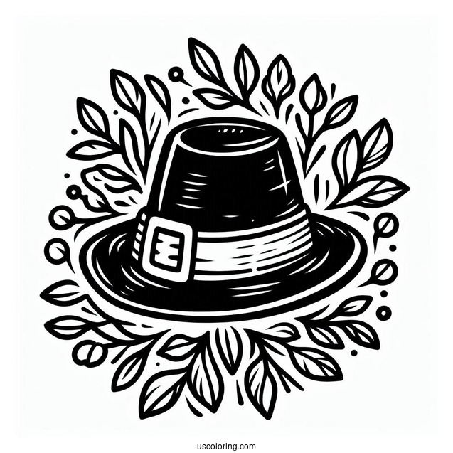 Pilgrim Coloring Page Hat Outline For Preschoolers
