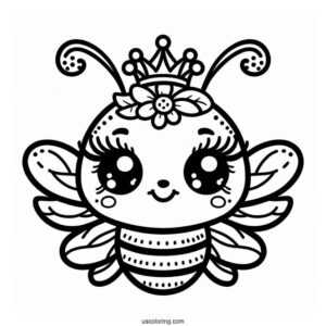 Fabulous Queen Bee Coloring Page With Long Lashes