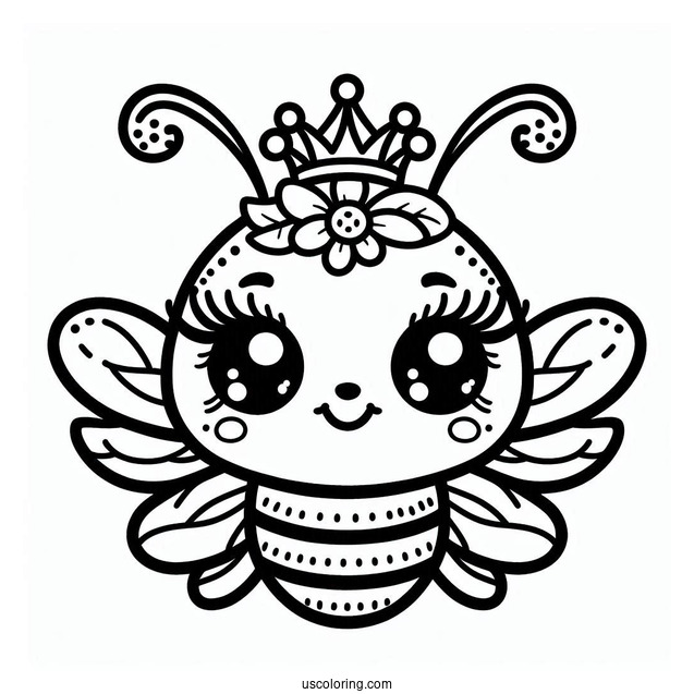 Fabulous Queen Bee Coloring Page With Long Lashes