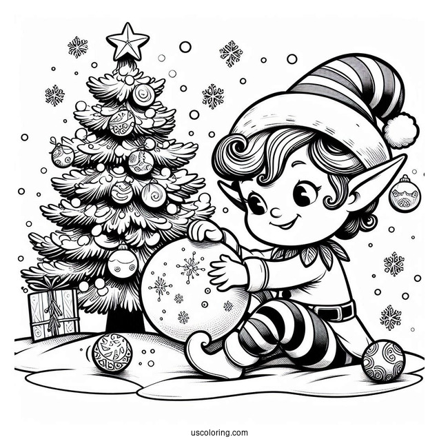 Mischievous Elf Making a Snow Ball