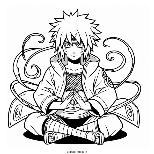 Jiraiya Ruffling Naruto Coloring Page For Kids