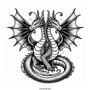 Two Headed Dragon Coloring Sheet