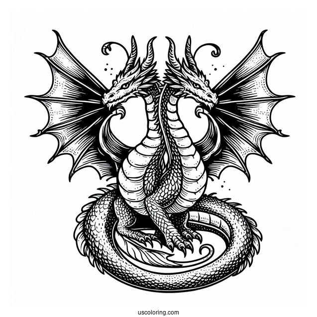 Two Headed Dragon Coloring Sheet