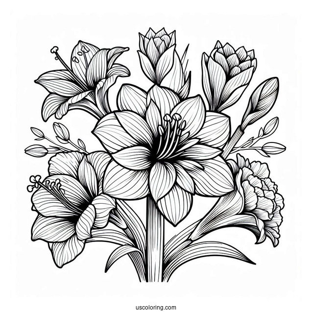 Flower Coloring Pages Of Beautiful Amaryllis Mandala