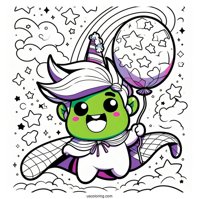 Dazzled Chibi Hulk Coloring Page In A Starry Sky For Preschoolers