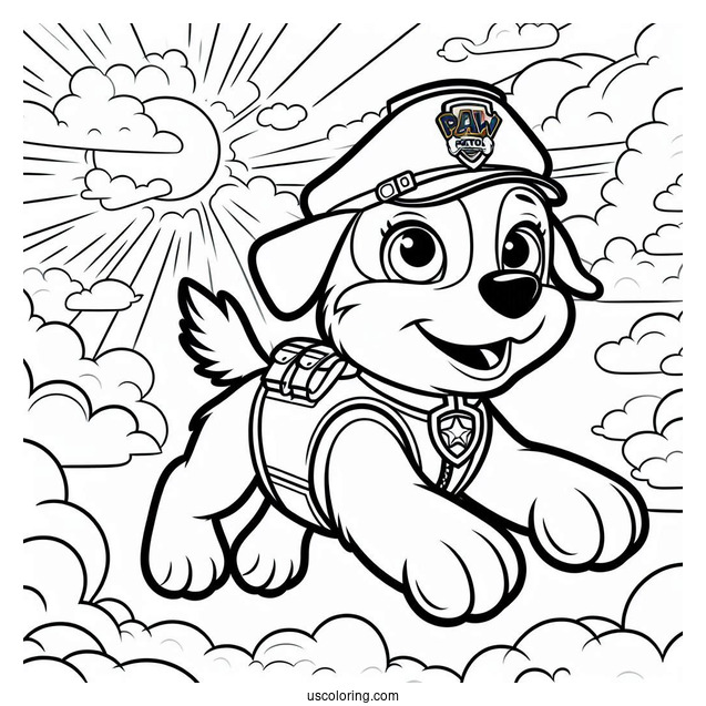 Skye Dog Flying In The Sky To Color