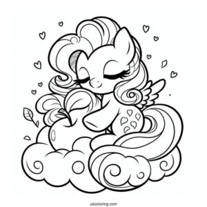 Pinkie Pie Coloring Page And Applejack Hugging On A Cloud
