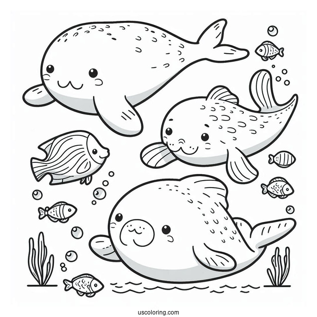 Octonauts Coloring Page Of Manatees Swimming With Fish