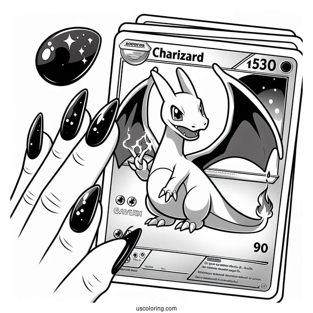 Dark Charizard Nail Flick Pokemon Card Coloring Page