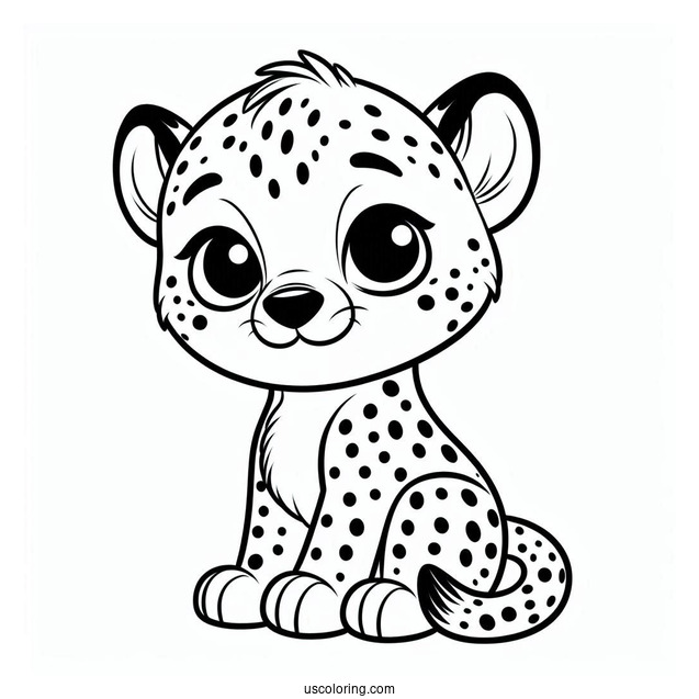Easy Outline Of Friendly Cheetah Coloring Page