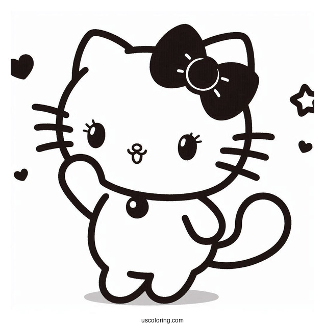 Sanrio Coloring Pages Of Chococat Waving For Kids