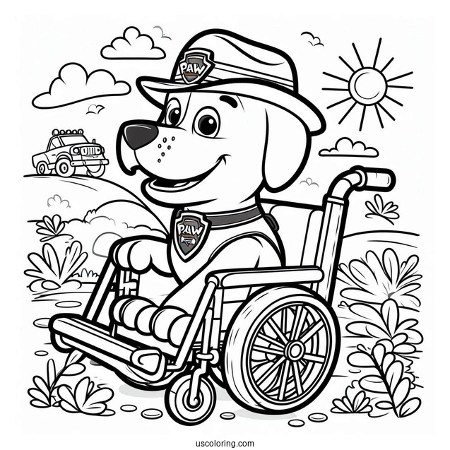 Coloring Sheet Of Rex In His Wheelchair
