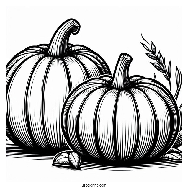Two Different Sized Pumpkin Coloring Page