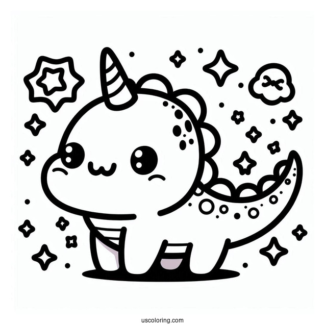 Kawaii Themed T-Rex Coloring Picture