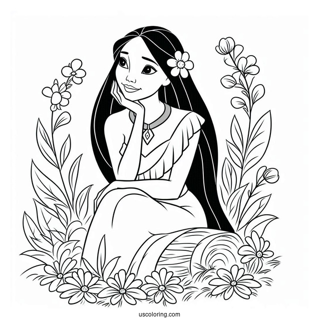 Simple Coloring Page Of Pocahontas