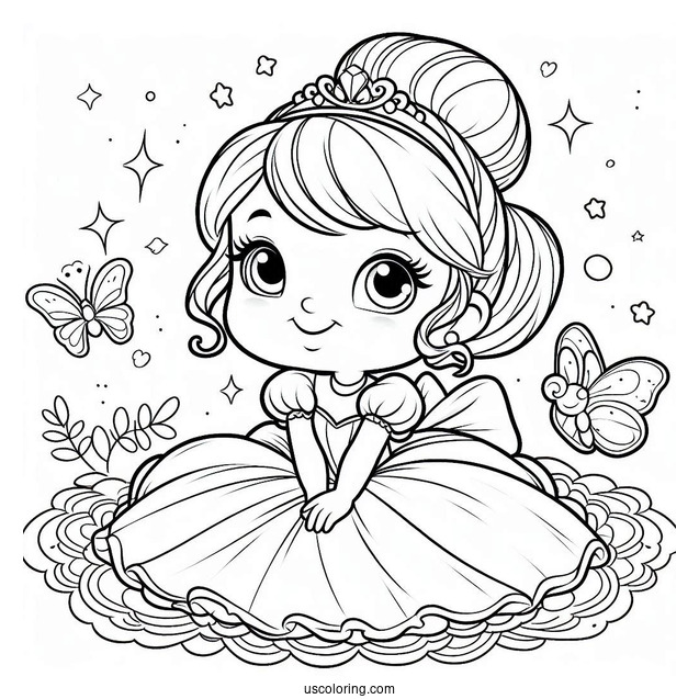 Baby Princess Cinderella Coloring Sheet For Preschoolers
