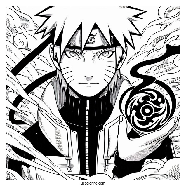 Naruto Coloring Page of Uchiha Sasuke Holding The Kusanagi