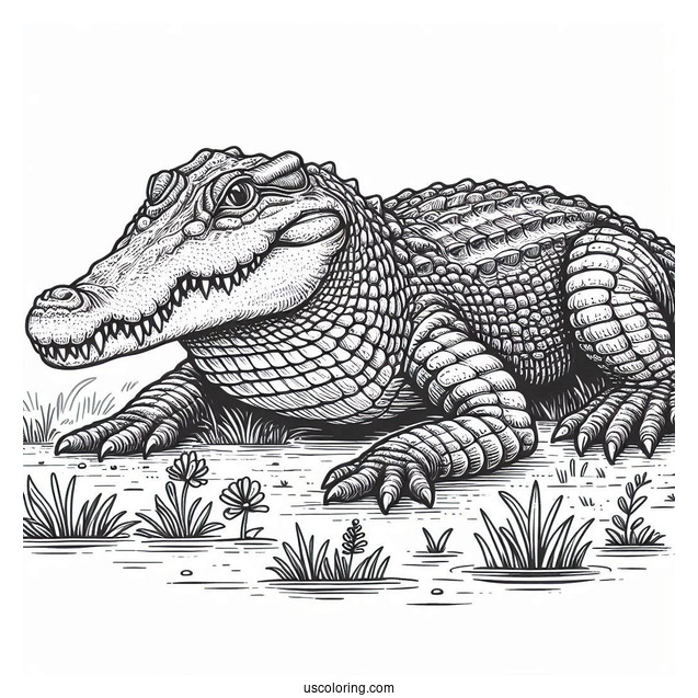 Detailed African Nile Crocodile To Color