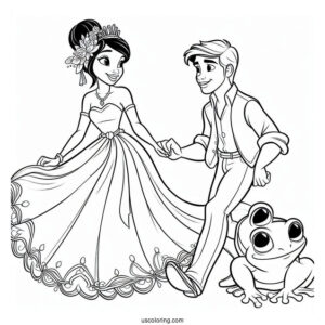 Easy Tiana And Naveen Coloring In For Kids