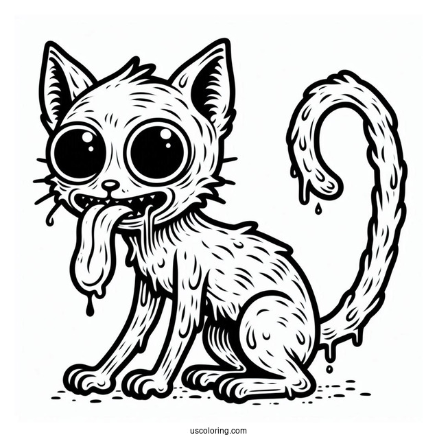 Wild Alien Cat Squanchy Rick and Morty Coloring Page