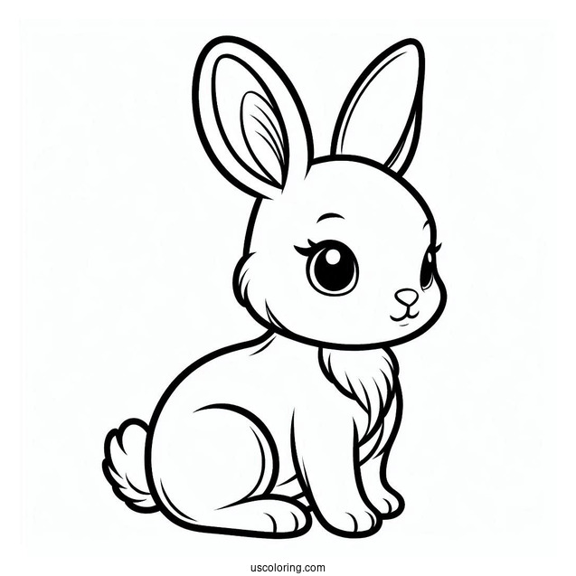 Easy Outline Of Baby Rabbit For Kids
