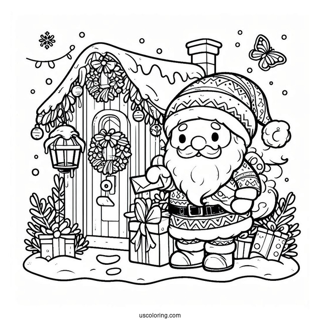 North Pole Coloring Page Express Mailbox
