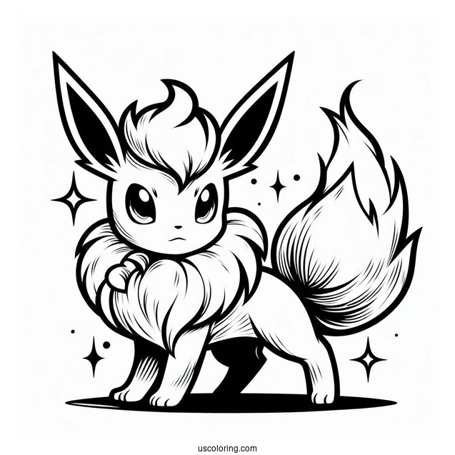Flareon Eevee In Battle Stance Coloring In