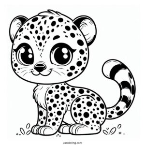 Happy Cheetah Coloring Page With Large Spots