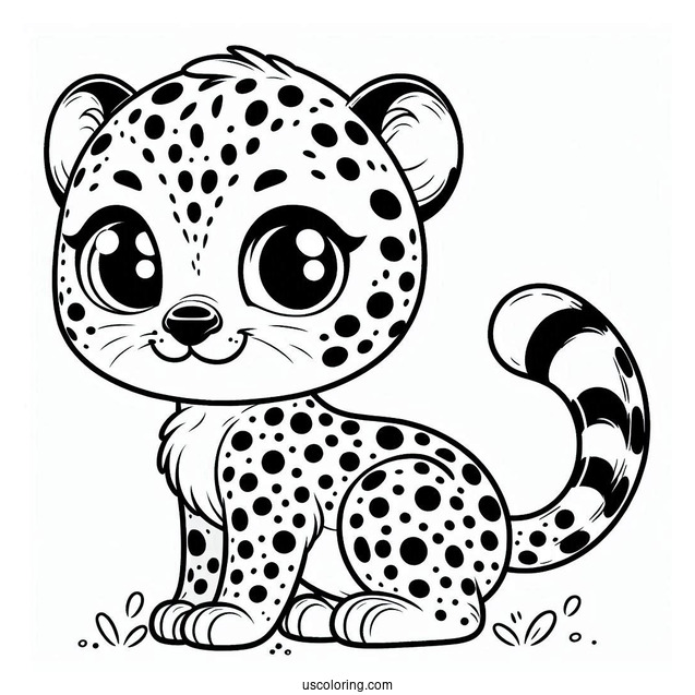Happy Cheetah Coloring Page With Large Spots
