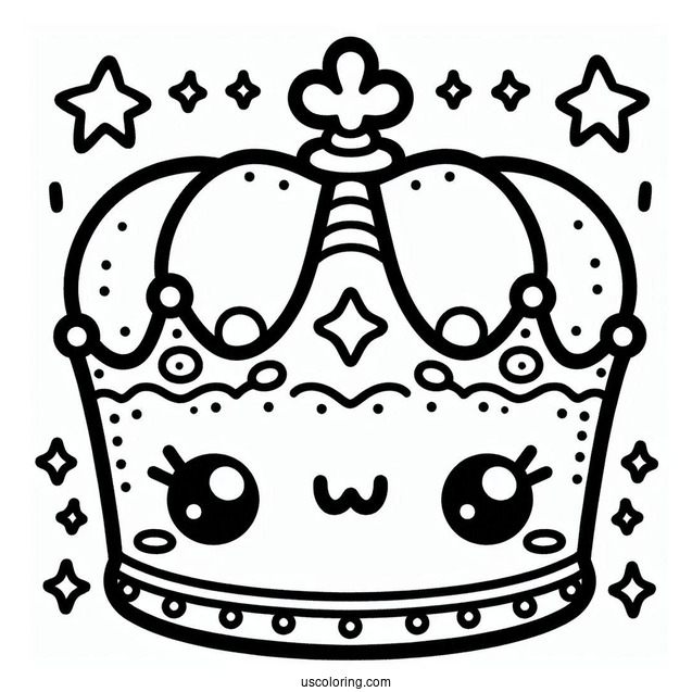 Kawaii Crown Coloring In